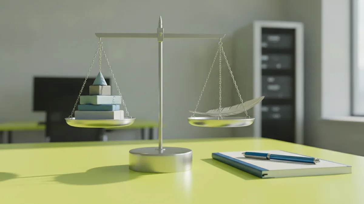 Balanced scales representing limits of fair use for logo use