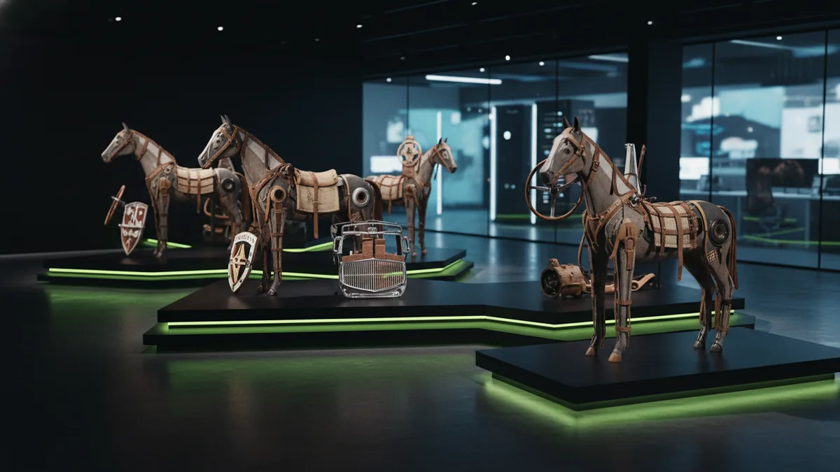 Curated historical artifacts suggesting the origins of horse logo meanings