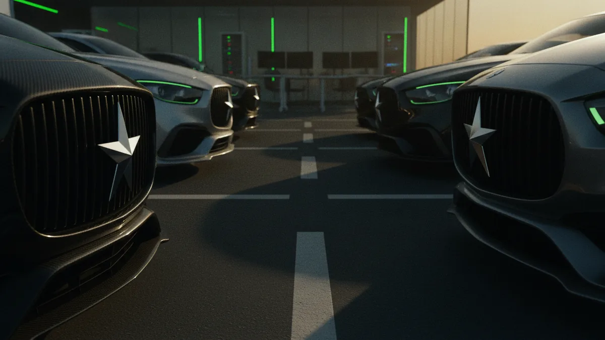 Multiple car fronts showing distinct star badges in a clean lineup.