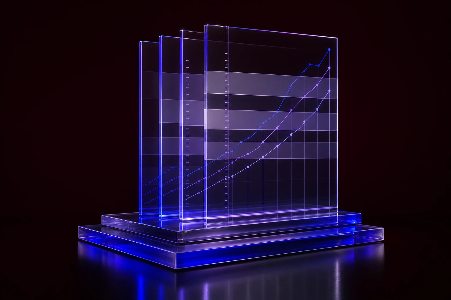 Abstract glass layers suggesting transparent salary bands