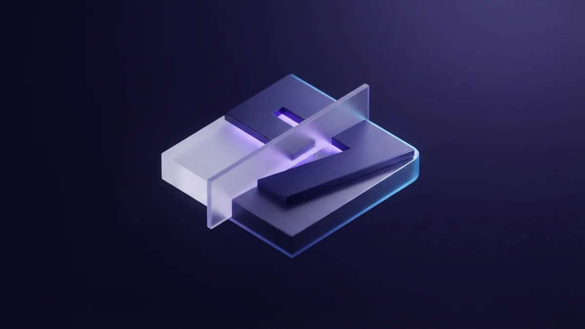 Simple bold geometric form Simple bold geometric form with frosted surfaces and controlled violet studio light