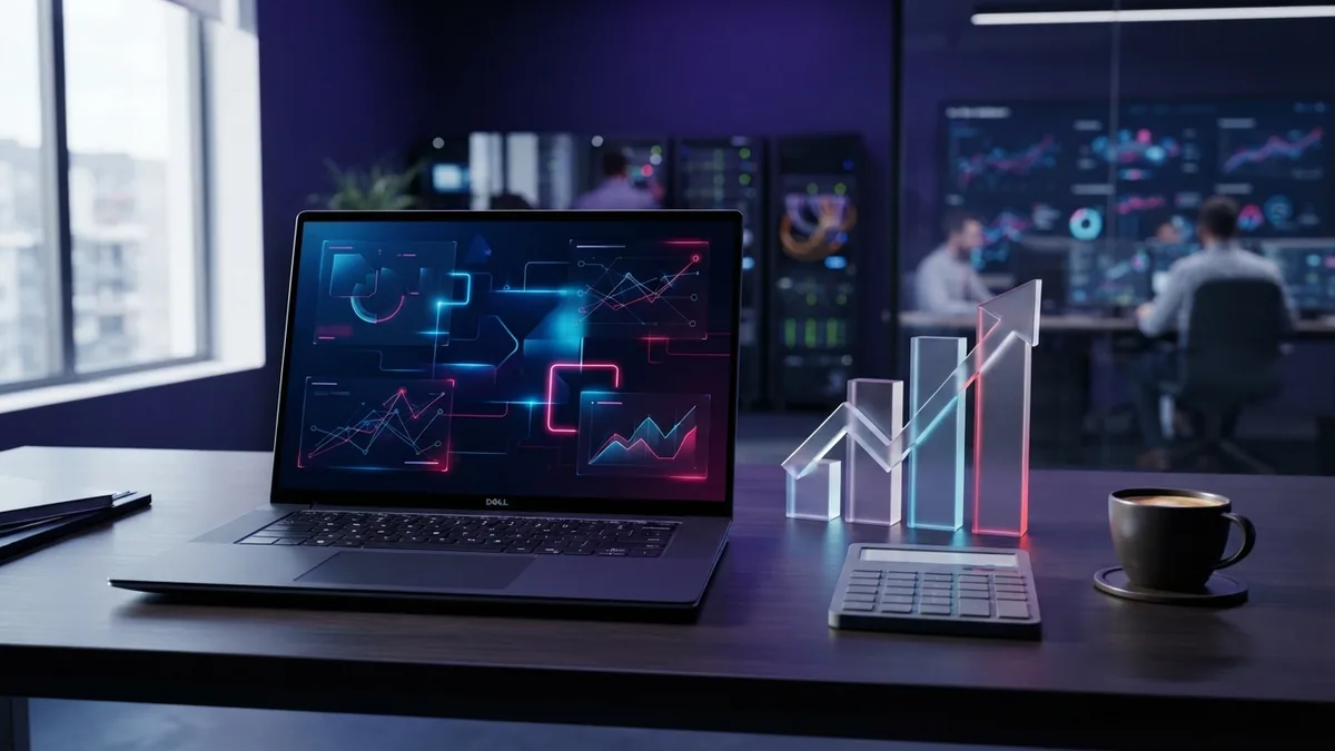 Tracking digital marketing results Business desk showing growth planning and digital campaign results
