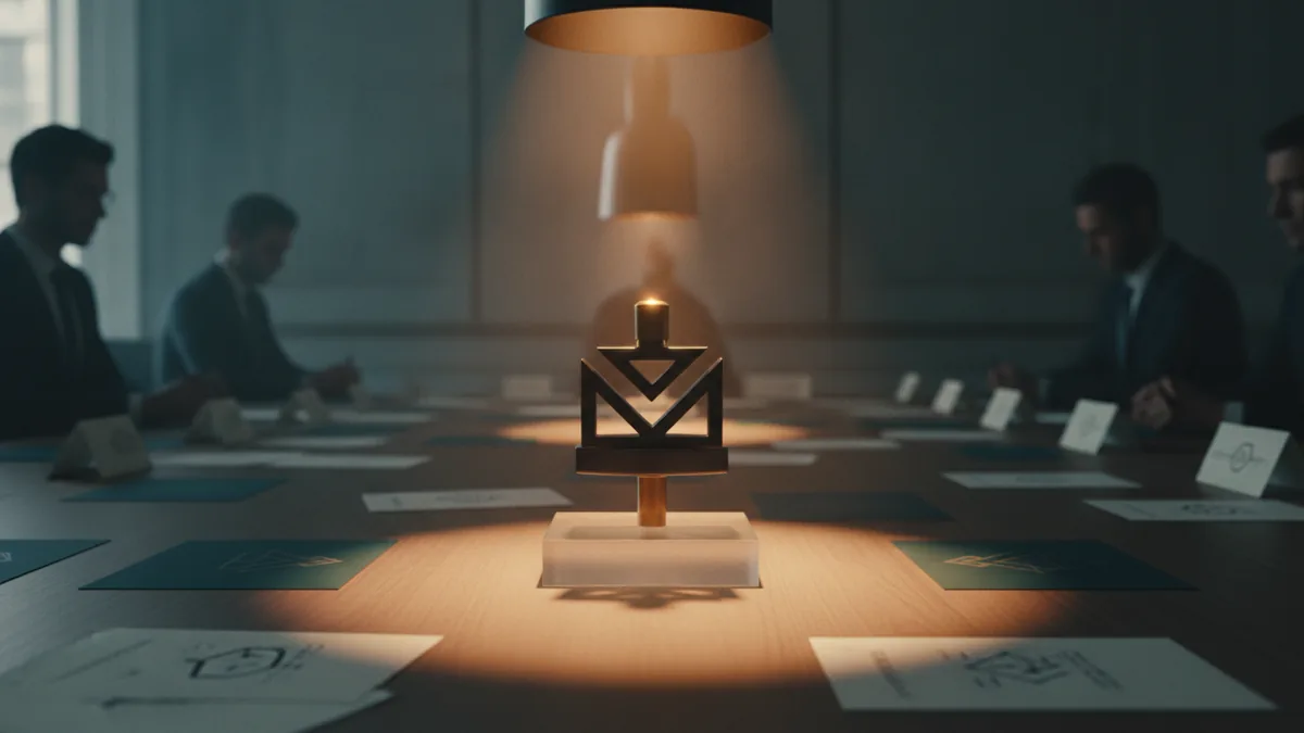Auction demand and bidding energy Branding iron displayed at an auction setting under a spotlight