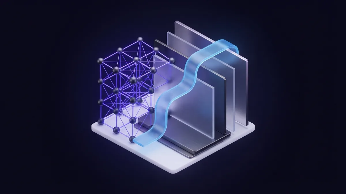 Abstract node grid and data route showing factors that shape conversion results