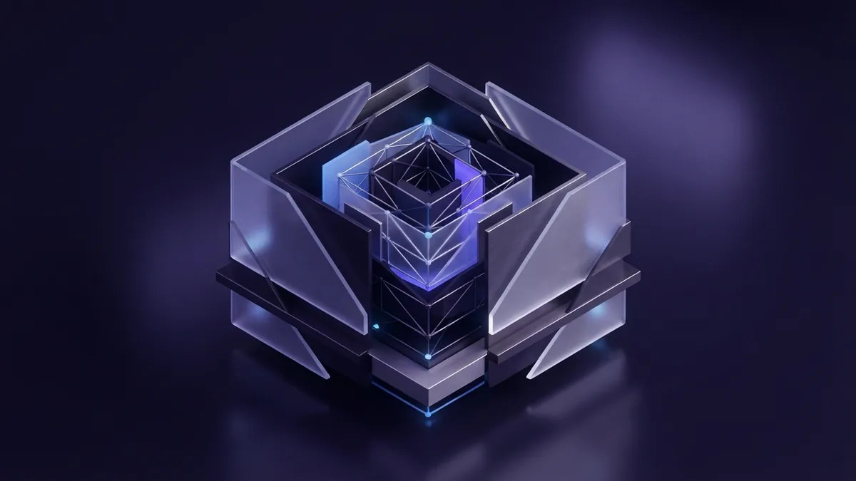 Geometric form shown at several scales for testing a finished business logo