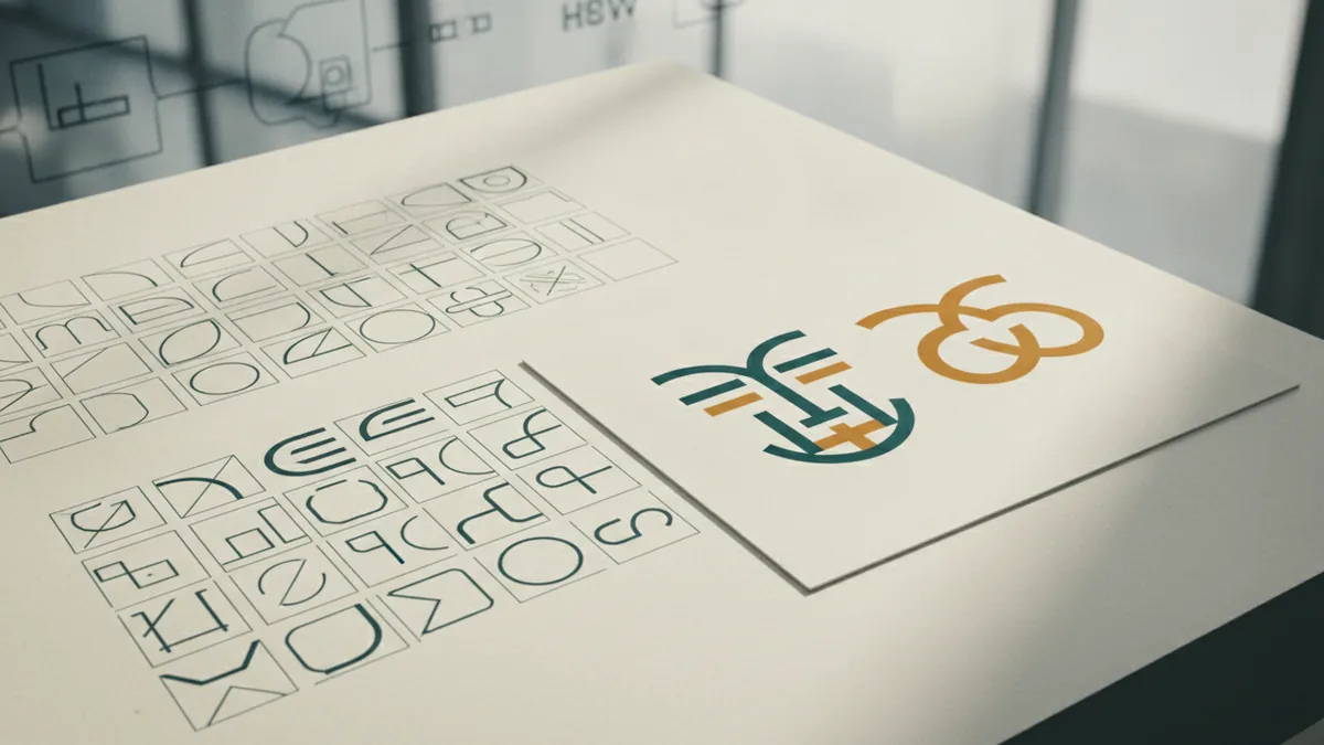 Typography spacing guides next to a face logo wordmark lockup.
