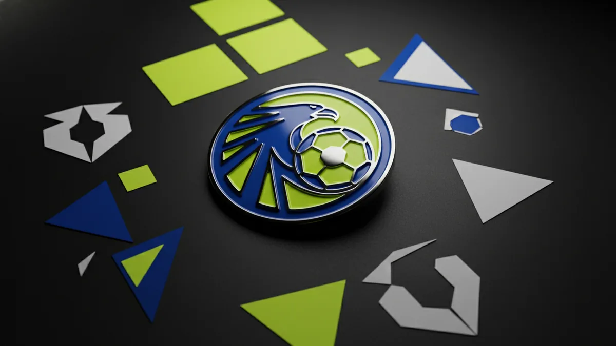 Badge structure and contrast tips Football badge concept with shield shape and matching color swatches for clear contrast.