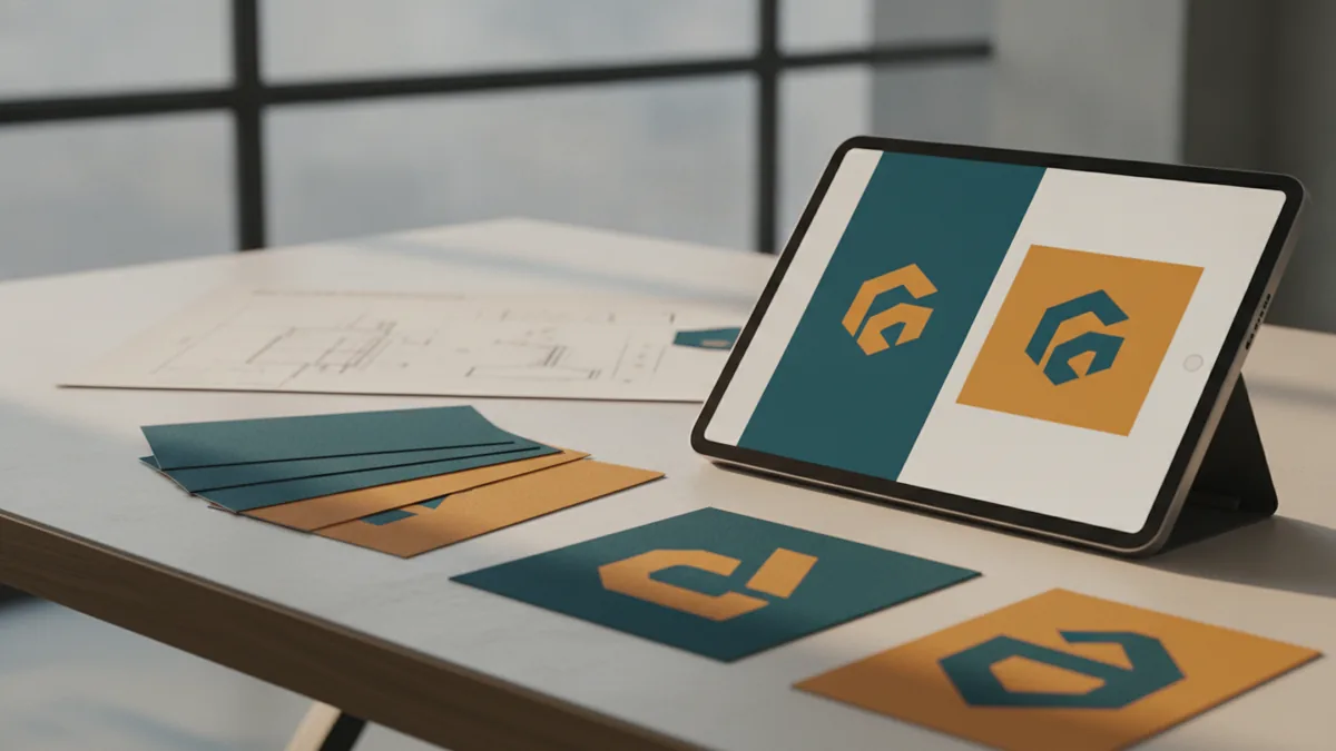 Pick colors that fit the brand Color swatches and logo color variations for choosing a palette and font