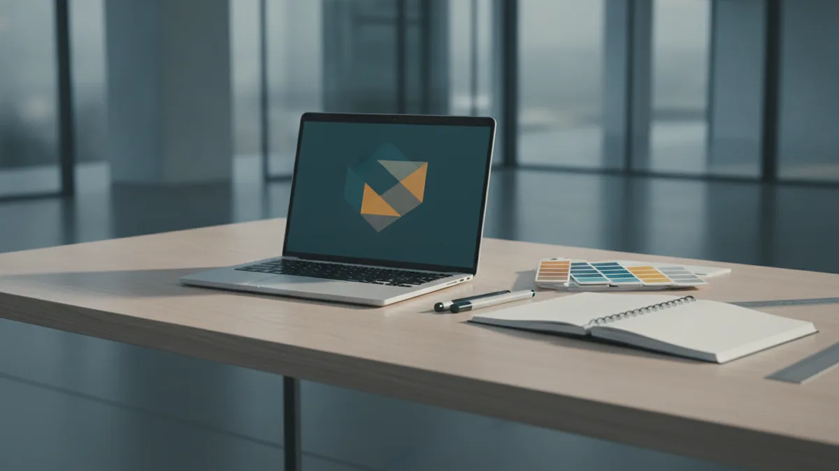 Vector design workspace with custom shapes and organized color samples