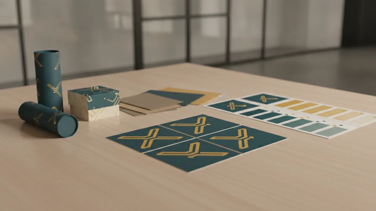 Finished logo design files and brand guide samples arranged for print and web use