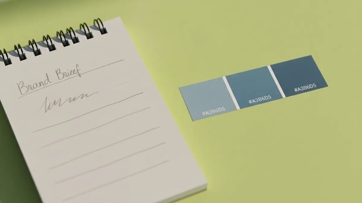 Color swatches and brand notes for defining logo direction