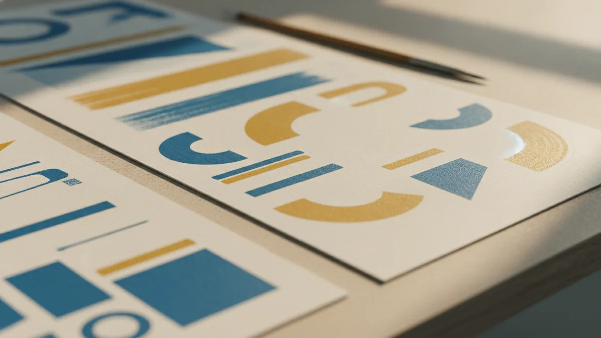 Simple creative symbols and sketch shapes arranged for artist branding