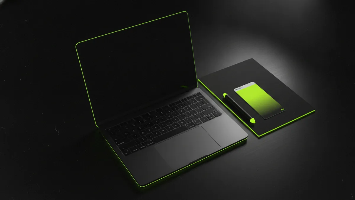 Tools for designing a sticker logo Design workspace with a stylus and color swatches for creating a sticker logo