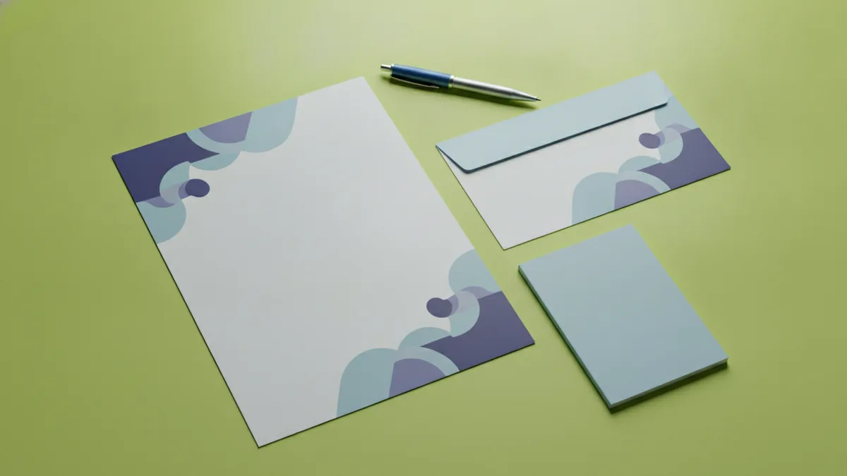 Letterhead design elements laid out for business communication