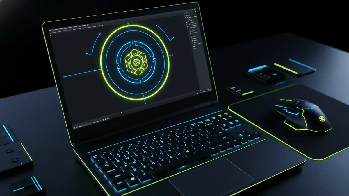 Working on a centered round logo layout in a design workflow