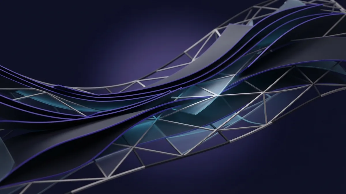 Responsive design and page speed concept Flexible layered planes and glowing lattice representing responsive web design and speed