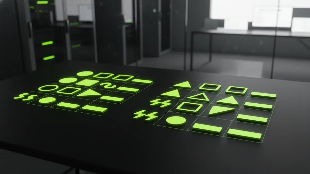 Two logo variations compared by shape, spacing, and alignment