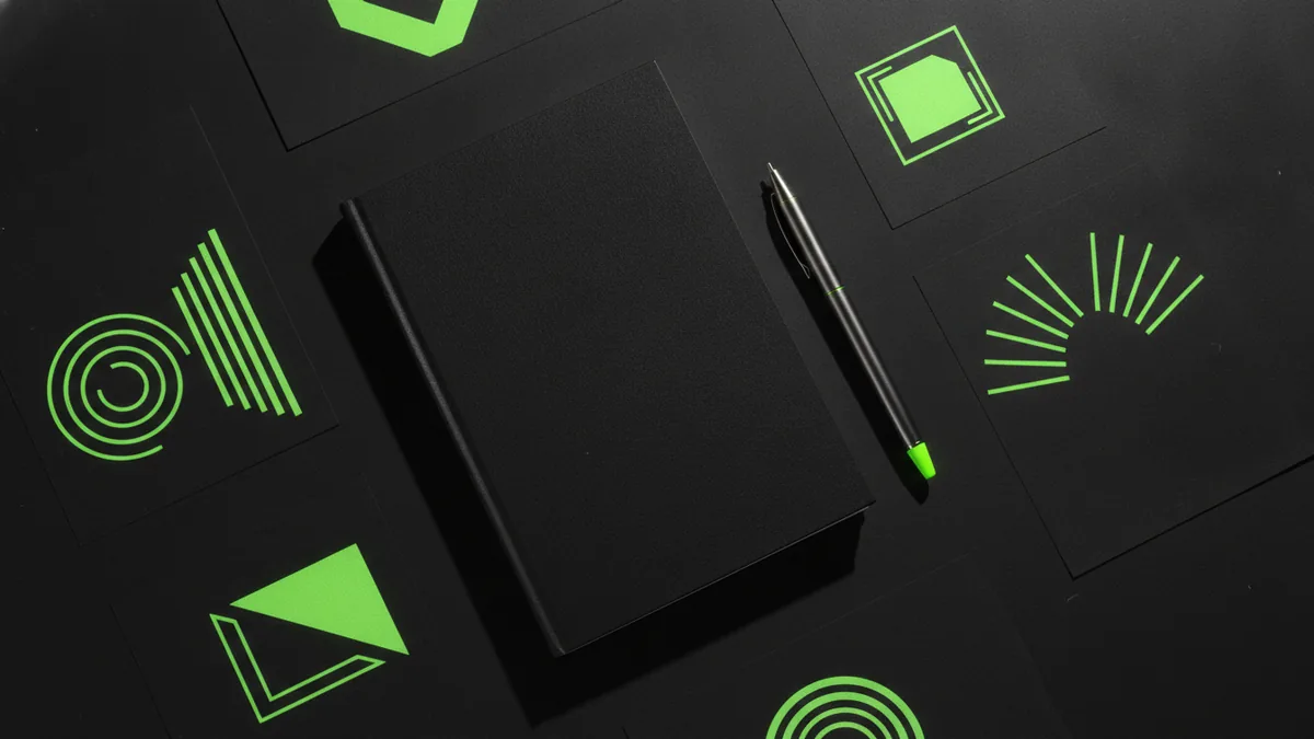 Plan free logo use and license Notebook and sample logos to plan a brand identity