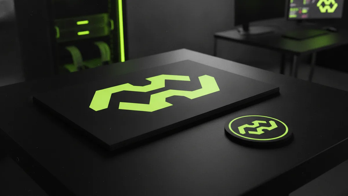 Example of how a logo should remain clear at small and large sizes