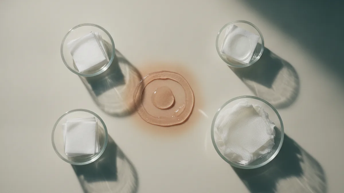 Soothing gel preparation and clean wound-care supplies for a branding burn.