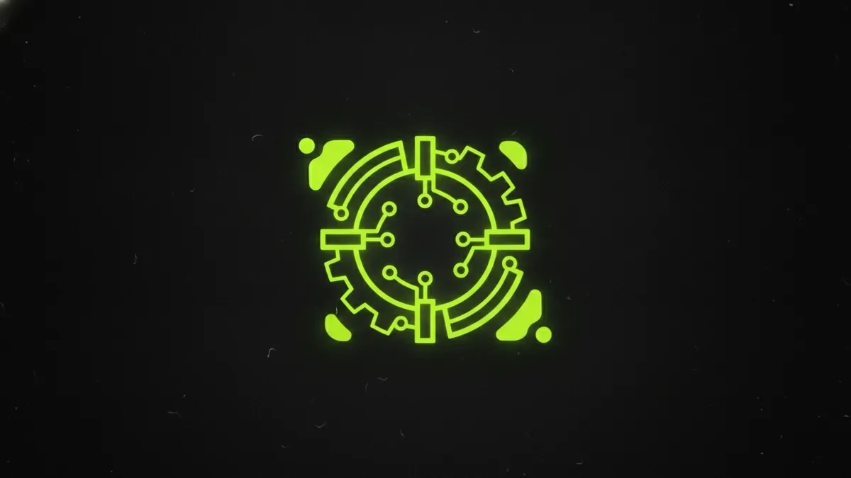 Cartoon logo icon style with balanced shapes on a neutral background
