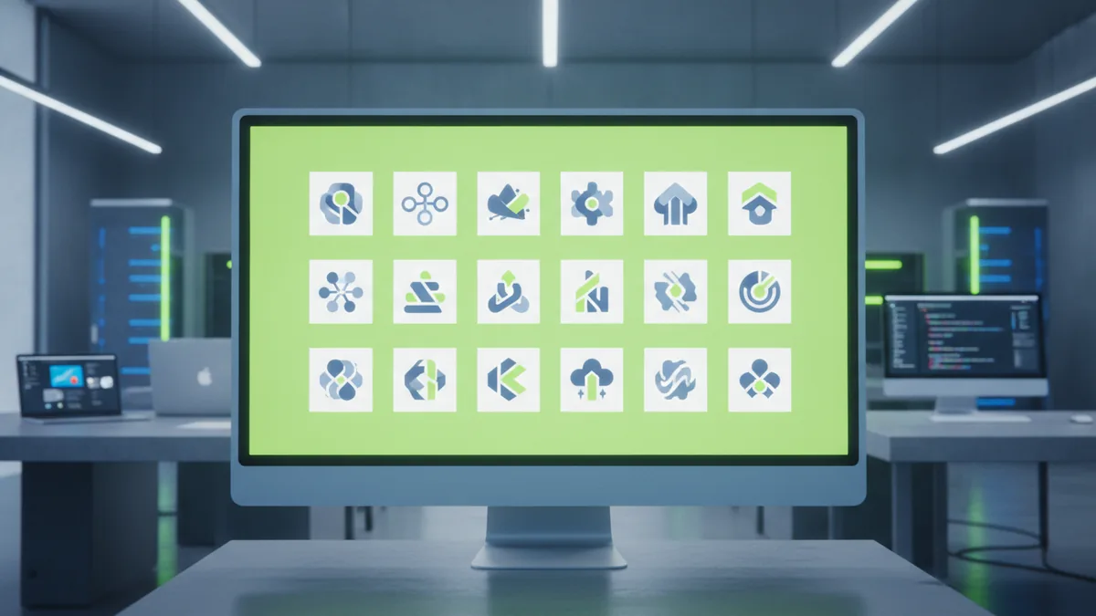 Selecting a strong logo direction Multiple rough logo concepts laid out for choosing the best direction.