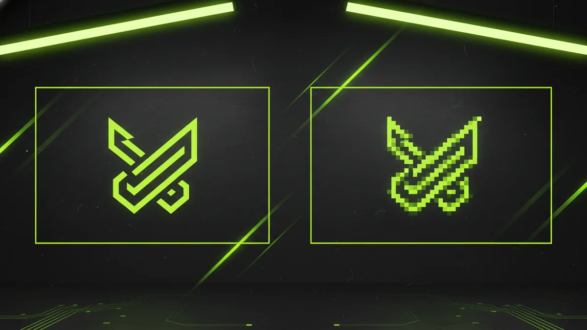 Vector keeps edges crisp when scaling Comparison of scalable vector logo paths versus pixelated raster enlargement.