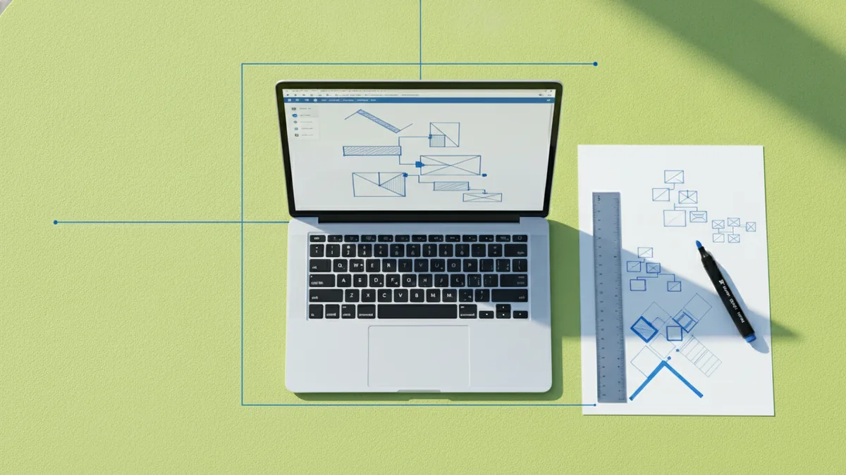 Organized workspace for turning signature ideas into a design draft
