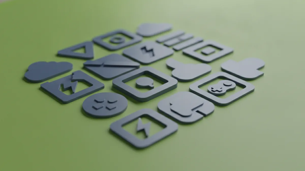 Simple icon shapes and colors representing YouTube logo elements