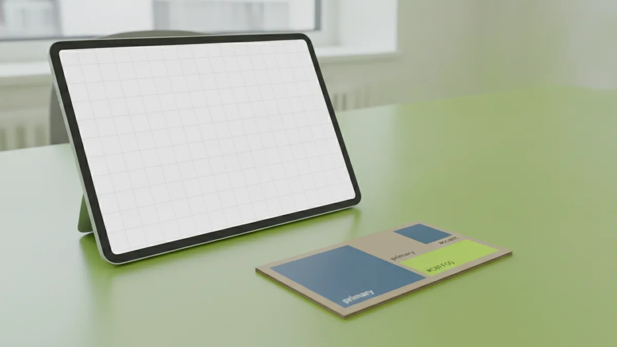 Minimal design setup with palette and blank vector workspace for logo creation