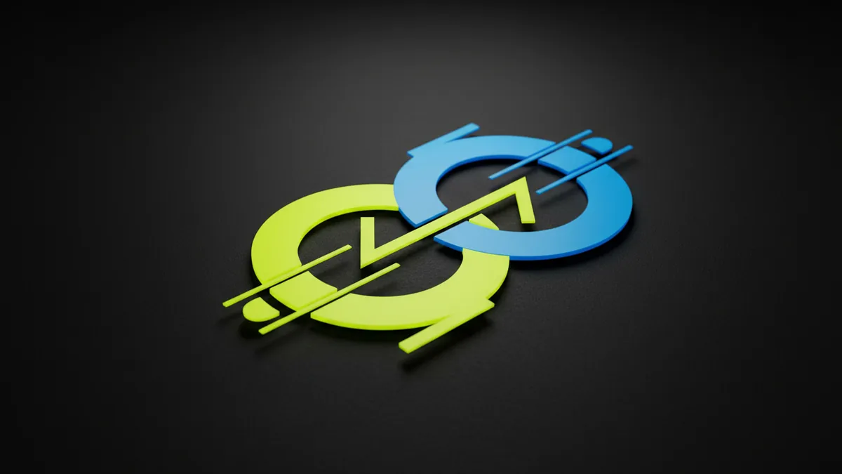 Balanced geometric icon made from circles and angular lines