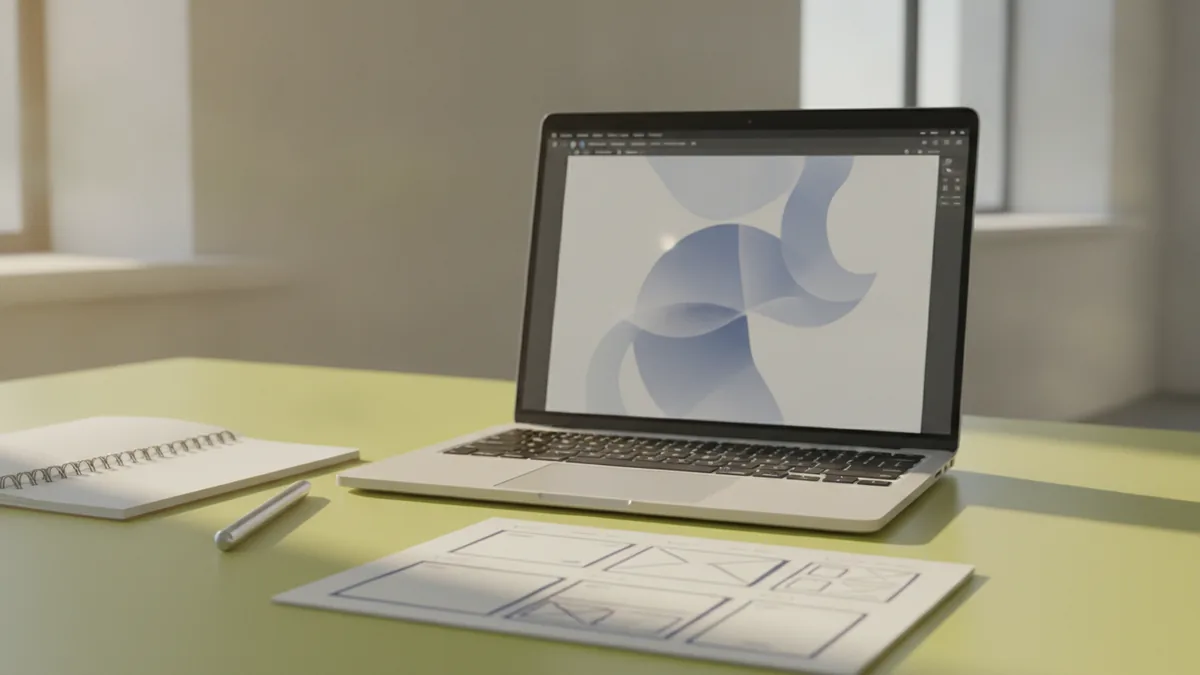 Tools for your logo workflow Laptop and sketch tools for creating an anime logo