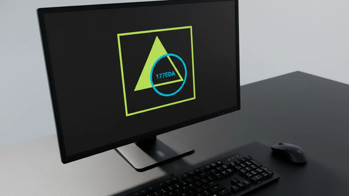 Illustrator artboard and shapes Geometric logo layout on a clean digital artboard in a design workspace.