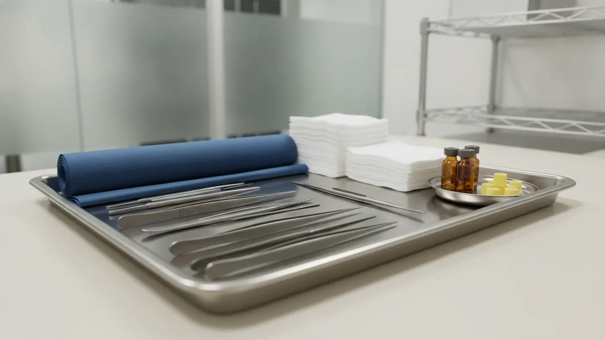 Clean tools and supplies arranged for skin-safe procedures