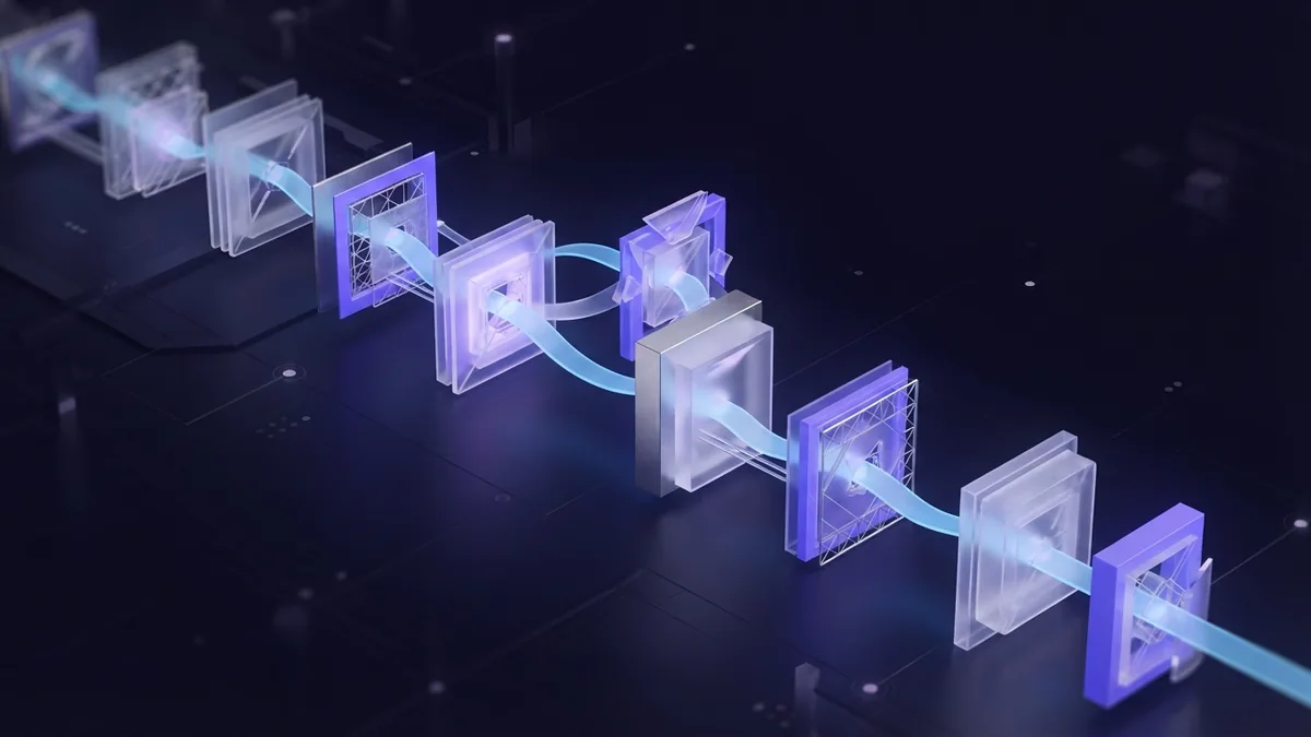 Geometric process path showing visitor movement through lead generation stages