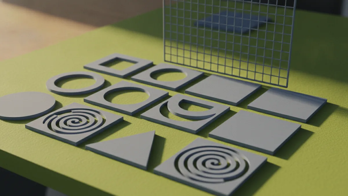 Logo variations and proportions Geometric logo components laid out to illustrate balanced proportions and variations.