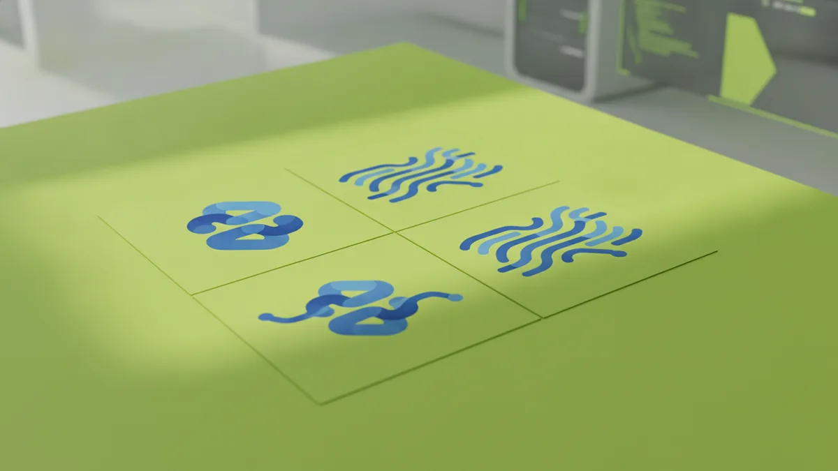 Logo types and symbol use A grid of different mark types illustrating symbol and logo categories.
