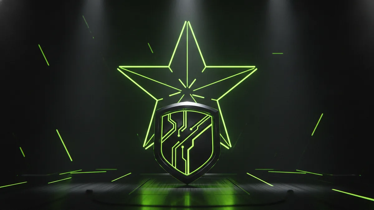 Star identity and tradition Star motif over a stadium scene representing team branding