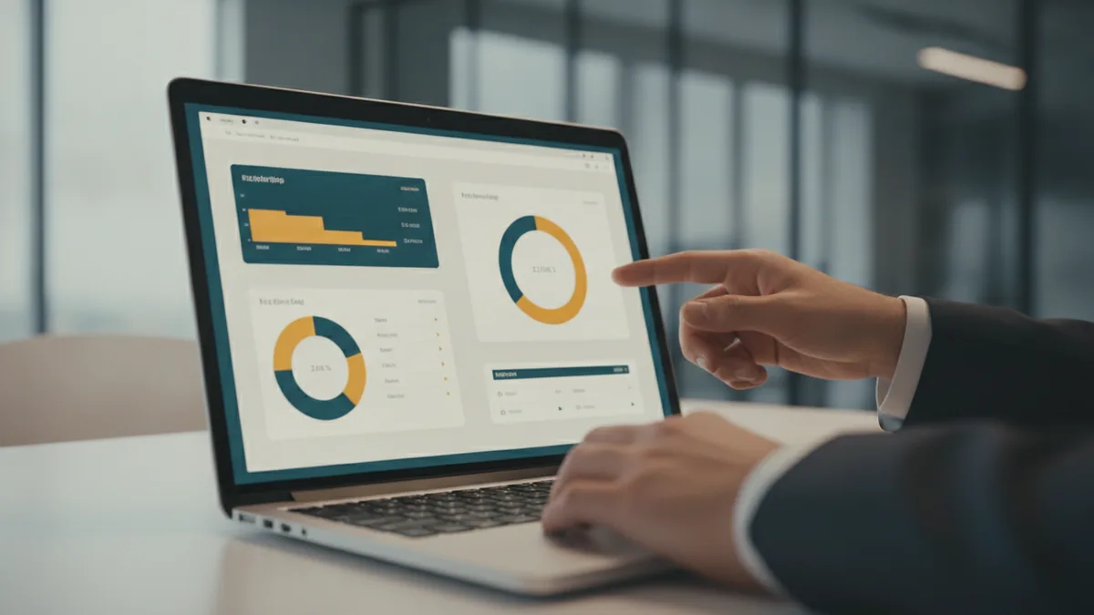Analyst reviewing product benefits and competitor comparisons on a laptop
