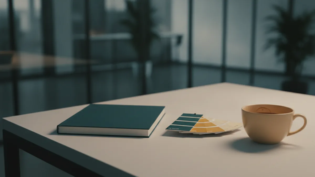 Brand positioning promise and proof Notebook and color swatches representing brand values and identity