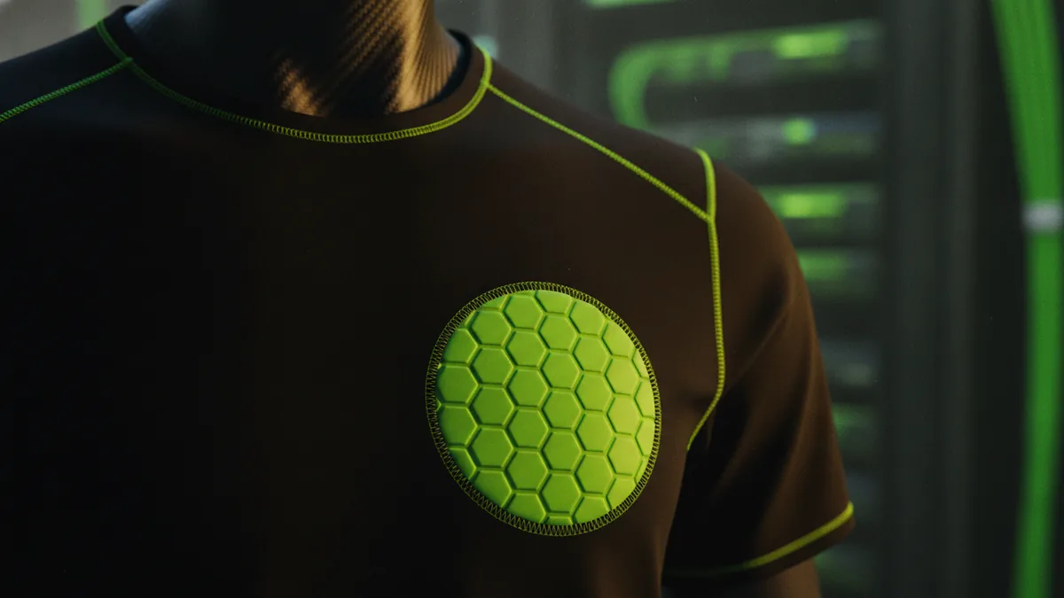 Left chest area on a shirt showing a realistic logo placement zone