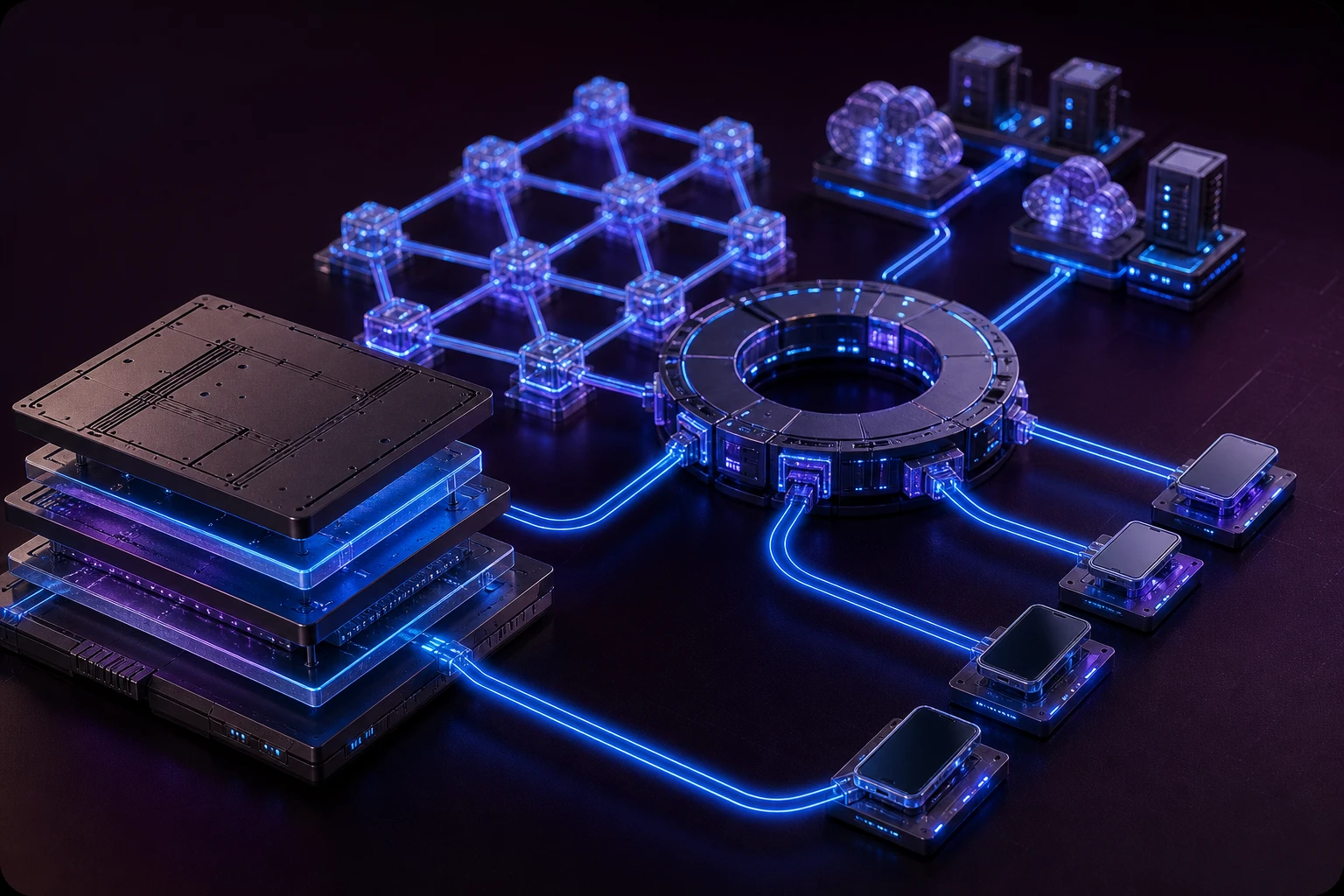 Layered technology architecture connected through an illuminated gateway