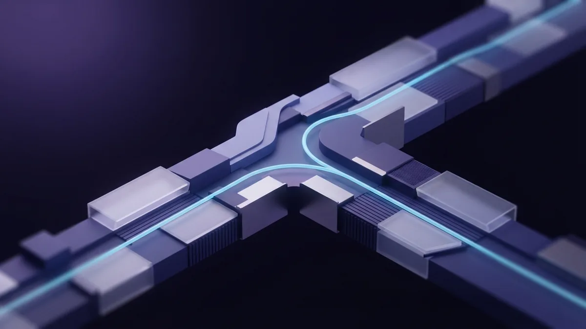 Abstract geometric pathways showing the difference between UX and UI design roles