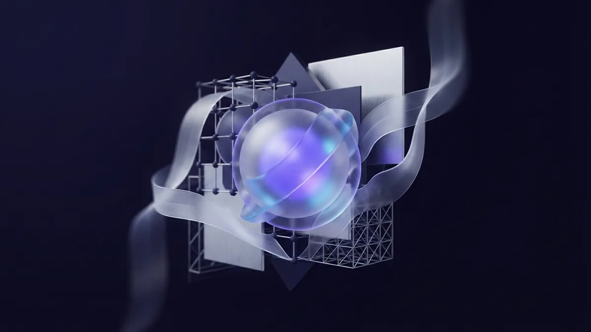 Abstract layered forms representing modern interactive web design trends