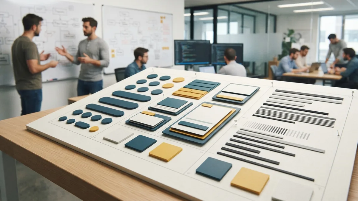 Digital interface design elements arranged in a neat visual system