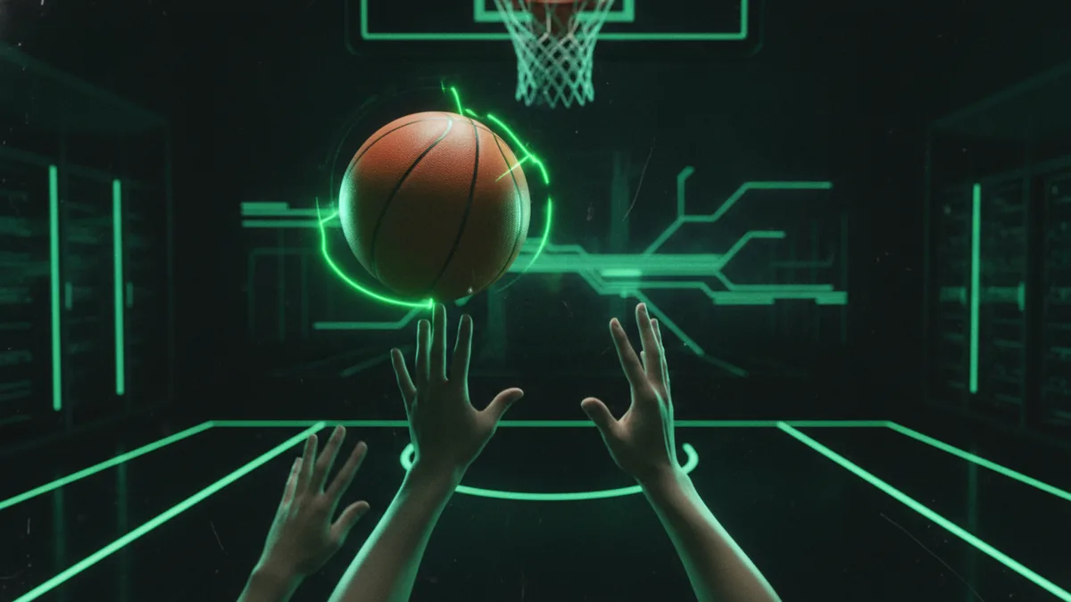 Clutch excellence Close-up of a basketball near the rim during a tense playoff moment