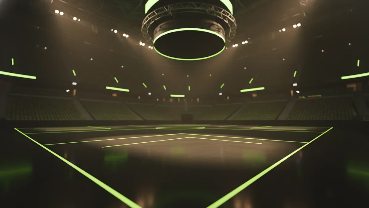 Where league logos show up Arena court view that suggests where the NBA logo appears in everyday viewing